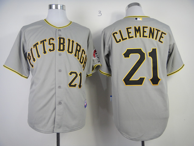 Men Pittsburgh Pirates 21 Clemente Grey MLB Jerseys
